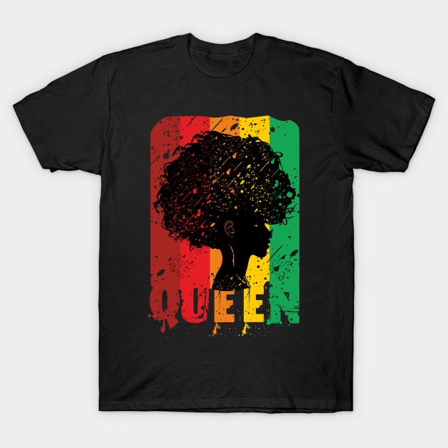 Black Queen Women Shirt Afro American Strong Natural Hair T-Shirt by FunnyphskStore